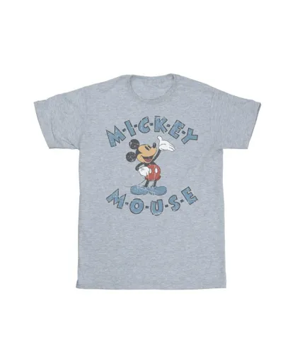 Disney Boys Mickey Mouse Dash T-Shirt (Sports Grey) - Light Grey Cotton