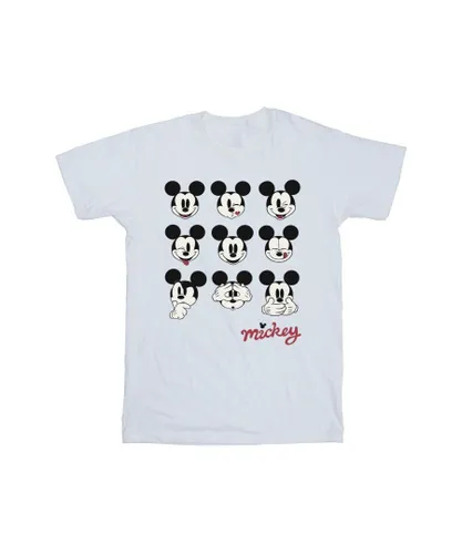 Disney Boys Mickey Mouse Many Faces T-Shirt (White) Cotton