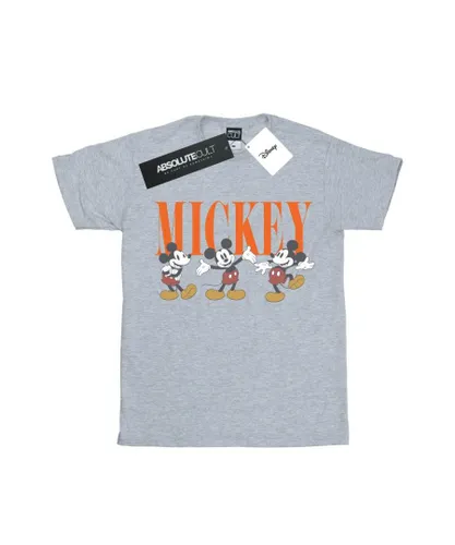 Disney Boys Mickey Mouse Poses T-Shirt (Sports Grey) - Light Grey Cotton