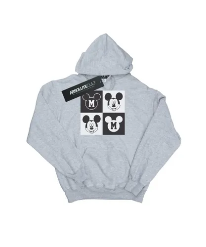Disney Boys Mickey Mouse Smiling Squares Hoodie (Sports Grey) - Light Grey