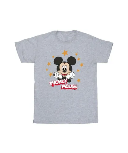 Disney Boys Mickey Mouse Stars T-Shirt (Sports Grey) - Light Grey Cotton