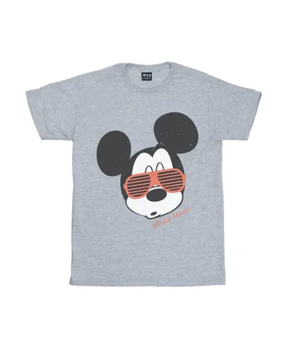 Disney Boys Mickey Mouse Sunglasses T-Shirt (Sports Grey) - Light Grey Cotton