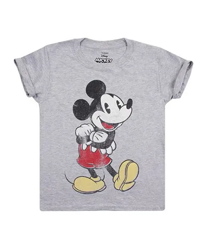 Disney Boys Mickey Mouse Vintage T-Shirt (Sports Grey) - Light Grey