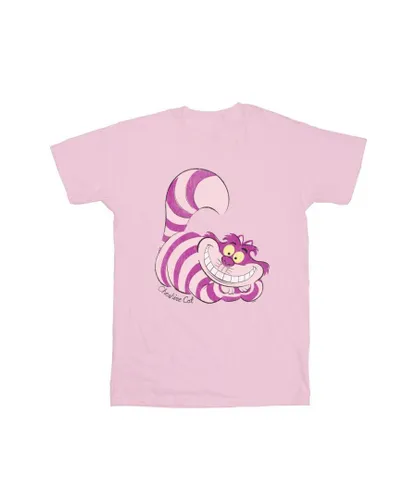 Disney Girls Alice In Wonderland Cheshire Cat Cotton T-Shirt (Baby Pink)