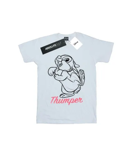 Disney Girls Bambi Thumper Line Drawing Cotton T-Shirt (White)