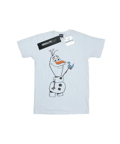 Disney Girls Frozen 2 Olaf And Salamander Cotton T-Shirt (White)