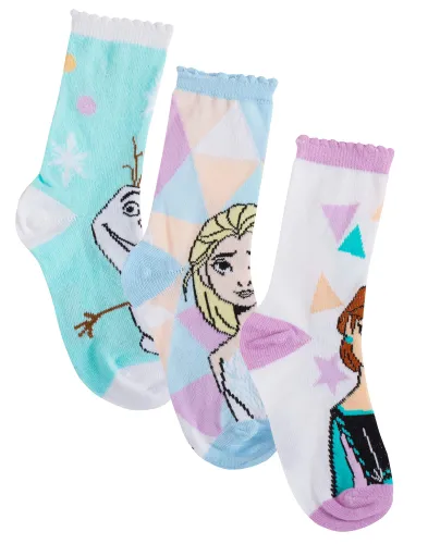 Disney Girls Frozen Socks (Pack of 3) White EU 23-26