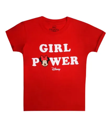 Disney Girls Girl Power Minnie Mouse T-Shirt (Red)