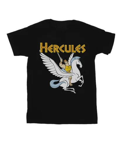 Disney Girls Hercules With Pegasus Cotton T-Shirt (Black)