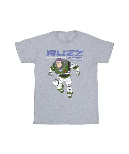 Disney Girls Lightyear Buzz Jump To Action Cotton T-Shirt (Sports Grey) - Light Grey
