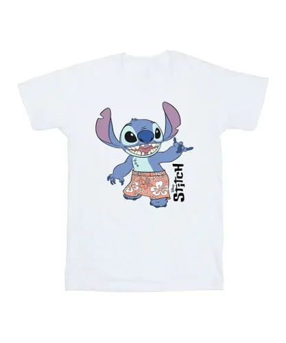 Disney Girls Lilo & Stitch Bermuda Shorts Cotton T-Shirt (White)