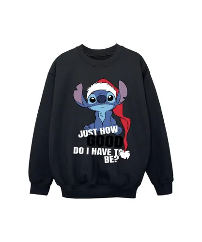 Disney Girls Lilo & Stitch Just How Good Sweatshirt (Black)
