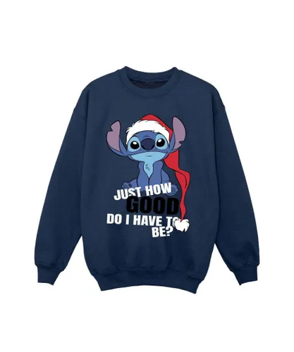 Disney Girls Lilo & Stitch Just How Good Sweatshirt (Navy Blue)