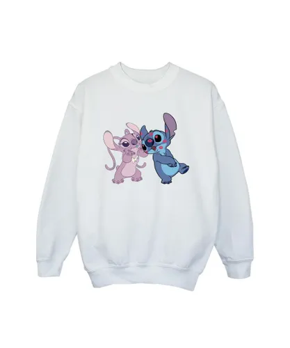 Disney Girls Lilo & Stitch Kisses Sweatshirt (White)