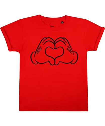 Disney Girls Love Hands Mickey Mouse T-Shirt (Red)