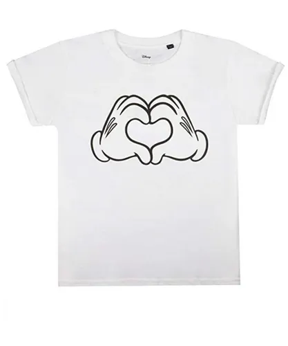 Disney Girls Love Hands Mickey Mouse T-Shirt (White)