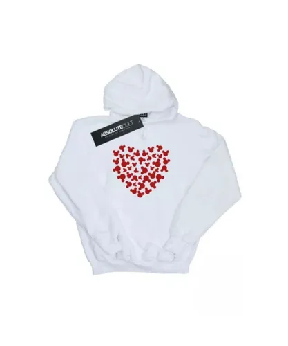 Disney Girls Mickey Mouse Heart Silhouette Hoodie (White)