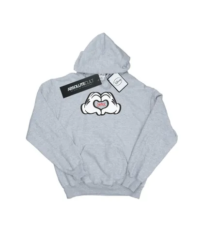 Disney Girls Mickey Mouse Loves You Hoodie (Sports Grey) - Light Grey