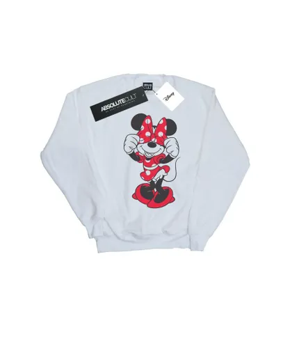 Disney Girls Minnie Mouse Bow Eyes Sweatshirt (White)