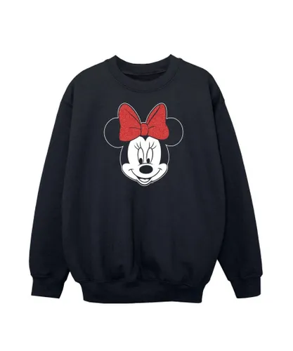 Disney Girls Minnie Mouse Head Sweatshirt (Black)