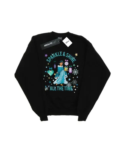 Disney Girls Princess Jasmine Sparkle And Shine Sweatshirt (Black)