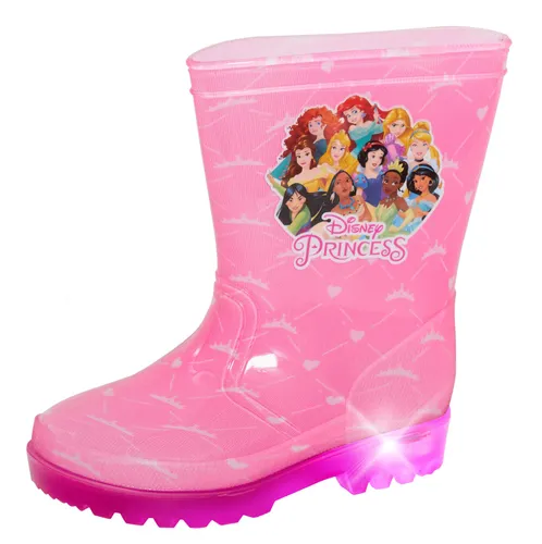 Disney Girls Princess Light Up Wellington Boots Pink 12 UK