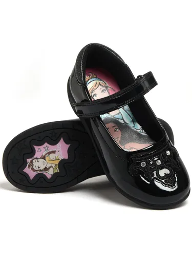 Disney Girls School Shoes Princess Black 10