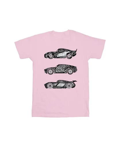 Disney Mens Cars Text Racers T-Shirt (Baby Pink) Cotton