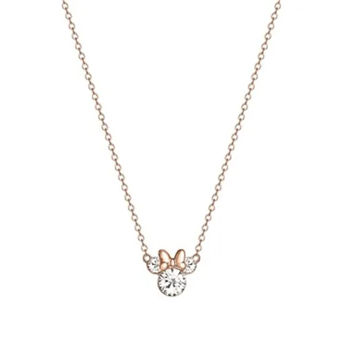 Disney Rose Gold Crystal Minnie Mouse Necklace - Rose Gold