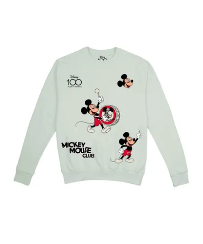 Disney Womens/Ladies 100 Years Mickey Mouse Drum Crew Neck Sweatshirt (Sage) - Grey