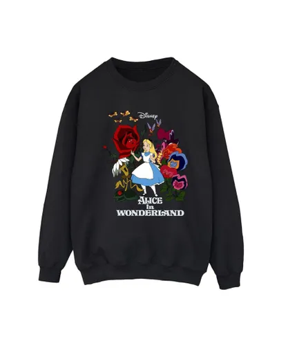 Disney Womens/Ladies Alice In Wonderland Flowers Sweatshirt (Black)