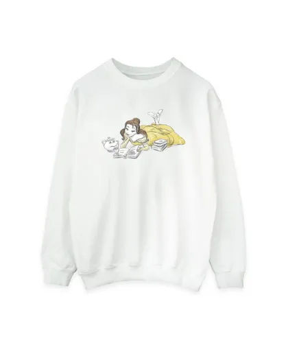 Disney Womens/Ladies Beauty And The Beast Belle Reading Sweatshirt (White)