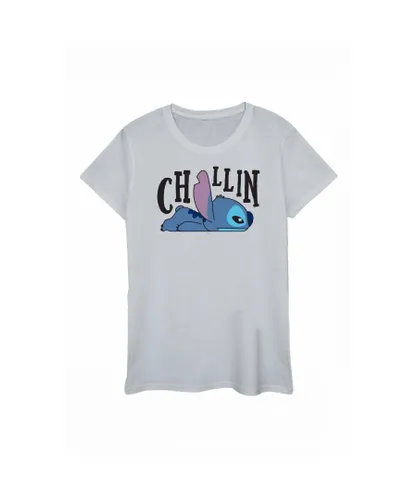 Disney Womens/Ladies Lilo And Stitch Chillin Cotton T-Shirt (Sports Grey) - Light Grey