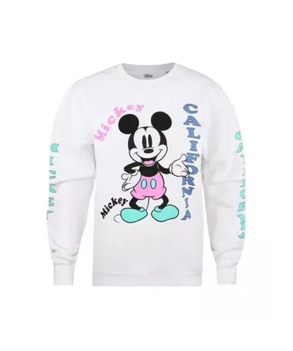 Disney Womens/Ladies Mickey Mouse Retro Sweatshirt (White) Cotton