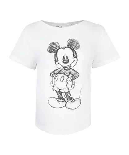 Disney Womens/Ladies Mickey Mouse Sketch T-Shirt (White) Cotton