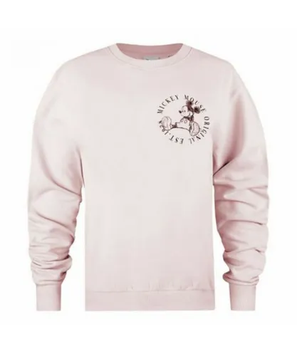 Disney Womens/Ladies Original Est. 1928 Mickey Mouse Sweatshirt (Pale Pink)