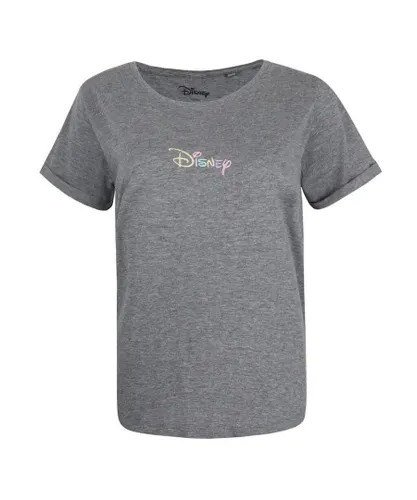 Disney Womens/Ladies Rainbow Logo T-Shirt (Graphite Heather) - Grey Cotton