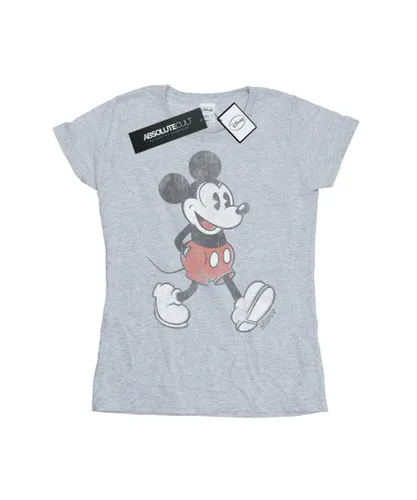 Disney Womens/Ladies Walking Mickey Mouse Cotton T-Shirt (Sports Grey) - Light Grey