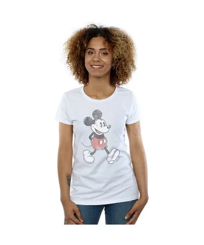 Disney Womens/Ladies Walking Mickey Mouse Cotton T-Shirt (White)