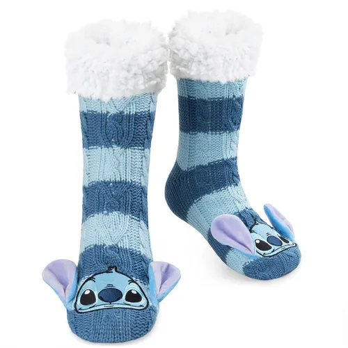 Disney Women's Slippers Socks Fluffy Slipper Socks (Blue