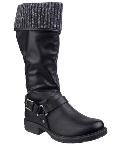 Divaz Womens Monroe Tall Boot - Black Other Material/Textile
