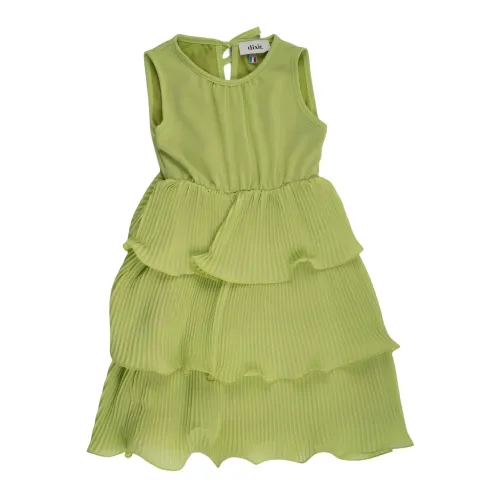 Dixie , Green Cotton Pleated Dress ,Green female, Sizes: