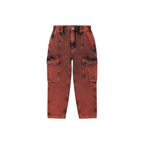 Dkny , Cargo Pants with Elastic Waistband and Button Opening ,Red female, Sizes: