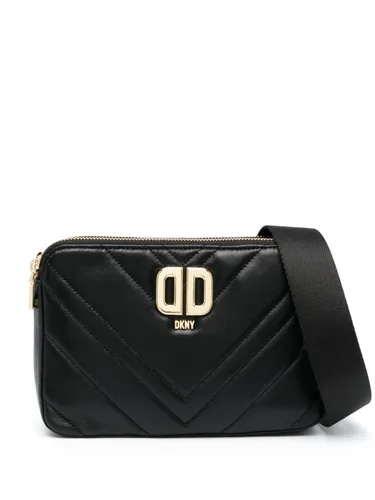 DKNY Delphine logo-plaque quilted crossbody bag - Black
