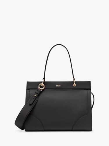 DKNY Gramercy Leather Satchel Bag, Black - Black/Gold - Female