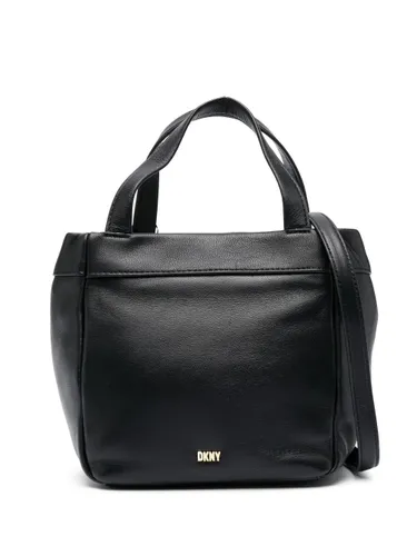 DKNY logo-plaque leather crossbody bag - Black
