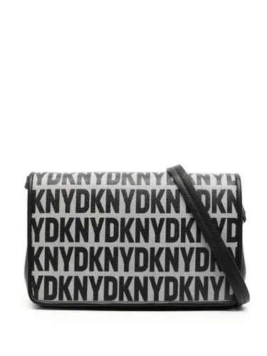 DKNY logo-print leather crossbody bag - Black