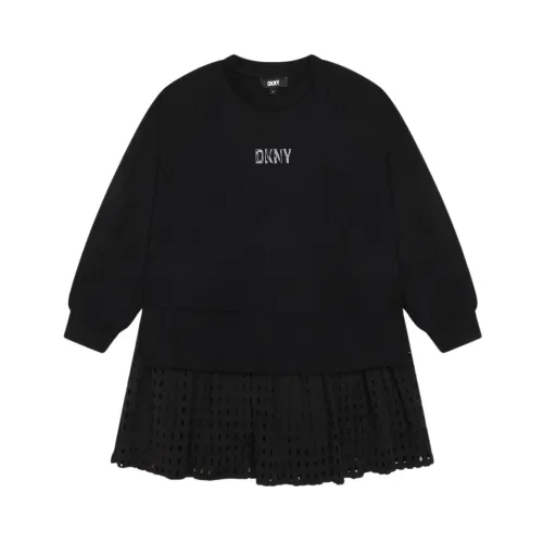 Dkny , Long Sleeve Solid Color Sport Dress ,Black female, Sizes: