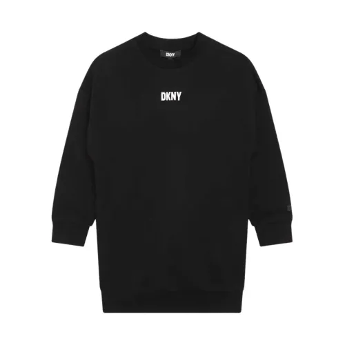 Dkny , Maxi Logo Sweatshirt Dress ,Black male, Sizes: