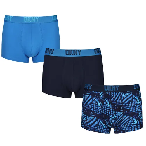 DKNY Mens Cotton Boxers in Blue/Navy/Patterned with Super